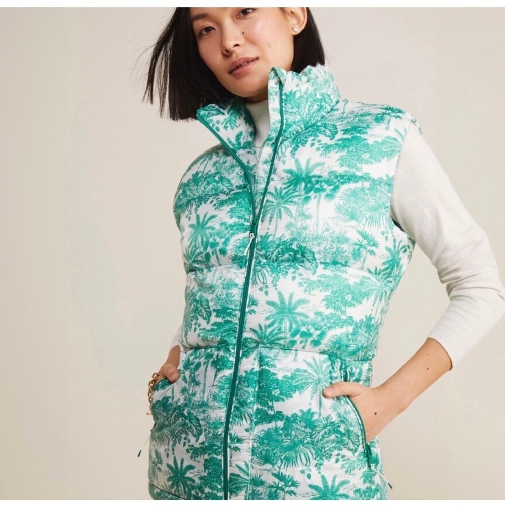 Vineyard‎ Vines Palm Tree Print Performance Puffer Vest Size Large NWOT